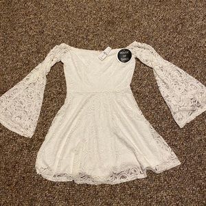 LF House of Three - White Bellsleeve Dress